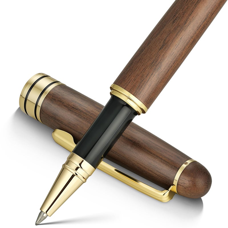 BEILUNER Luxury Wood Ballpoint Pen Writing Set,Walnut-Elegant Fancy Nice Gift Pen Set for Signature Executive Premium Office Fancy Nice Supplies - Gift Boxed with Extra Refills (Black) - Image 1